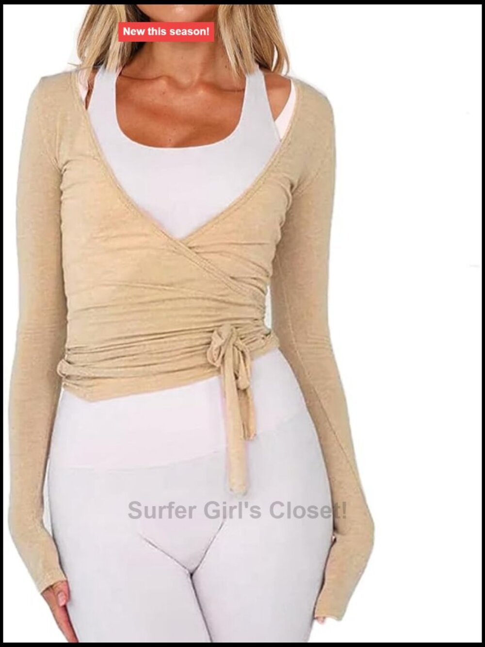 Wrap Tie Top Long Sleeve Ballet Workout Yoga Shirt Cross Coquette Blouse